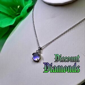 18K White Gold Firefly Iridescent Moonstone Titanium Choker Necklace